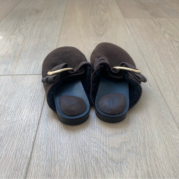 Rag and Bone Ansley Sherling Slide- Dark Truffle Suede - Picture 9 of 9